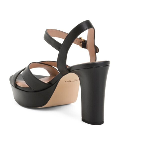 COLE HAAN Black Leather Riannon Platform Sandals - Picture 2 of 2